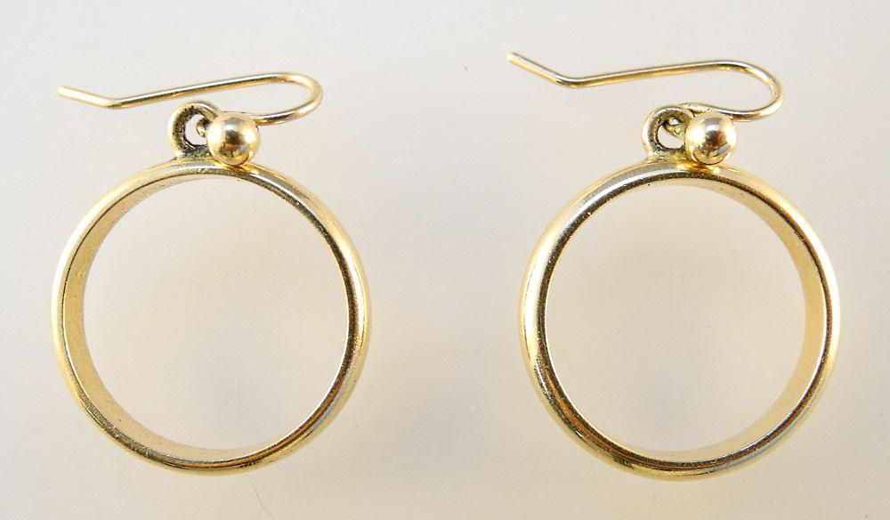 Pair of Earrings made from 2 14K Wedding Bands. (1 of 1)