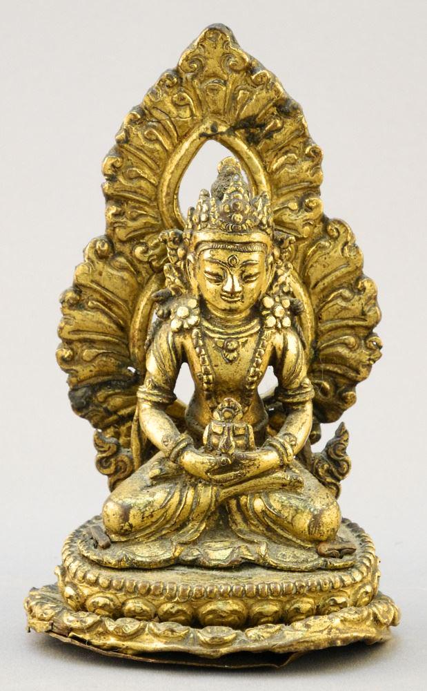 South Asian Gilt Metal Reliquary Figure, 5 3/4" high. (1 of 6)