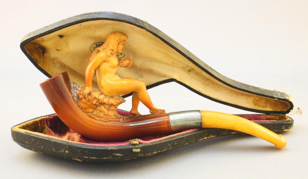 19 Century Meerschaum Pipe with Amber Stem in Fitted (1 of 7)