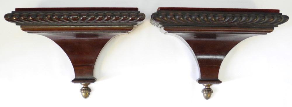 Pair of Mahogany Wall Brackets, 8 3/4" x 12" x 5 3/4".: Pair of Mahogany Wall Brackets, 8 3/4" x 12" x 5 3/4".