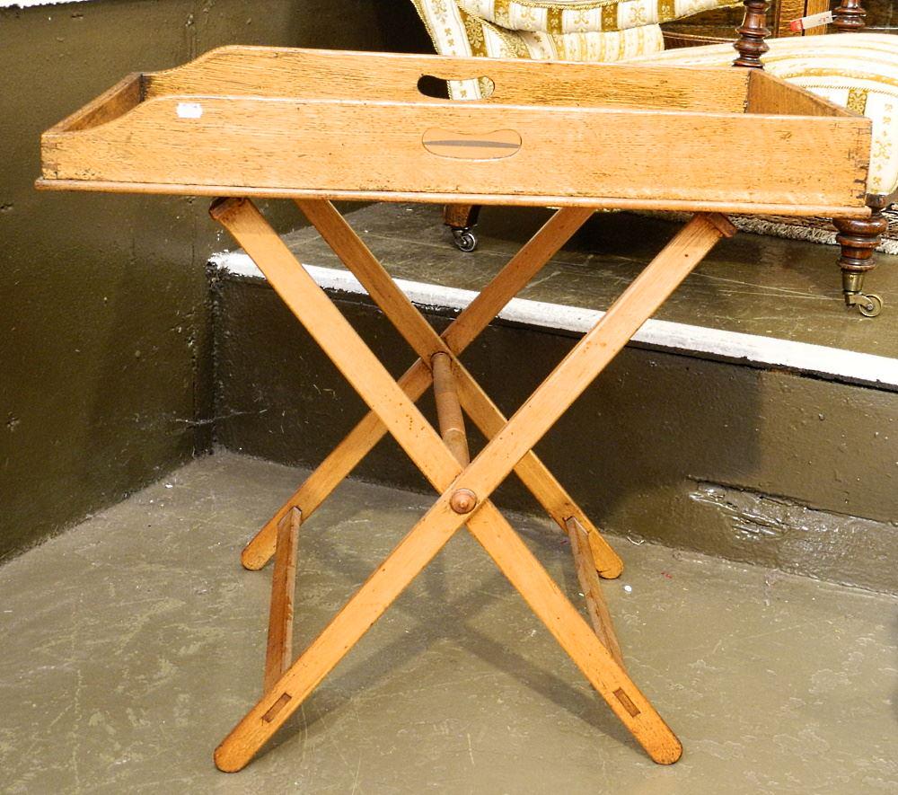 Victorian Oak Butler's folding Tray and Stand, 29 1/2" (1 of 3)