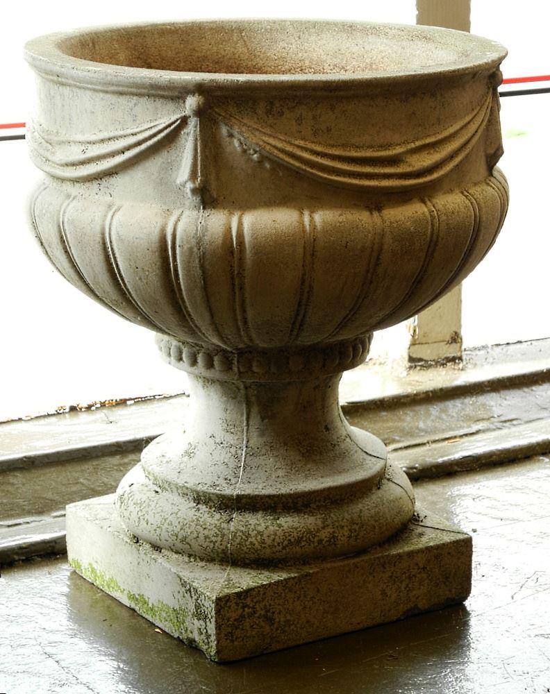 Pair of Concrete Urn Planter, 17" high. (1 of 2)