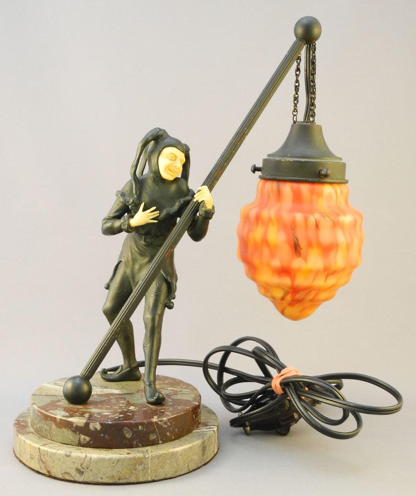 Chryselephantine "Jester" Lamp, left thumb damaged, 11 (1 of 10)