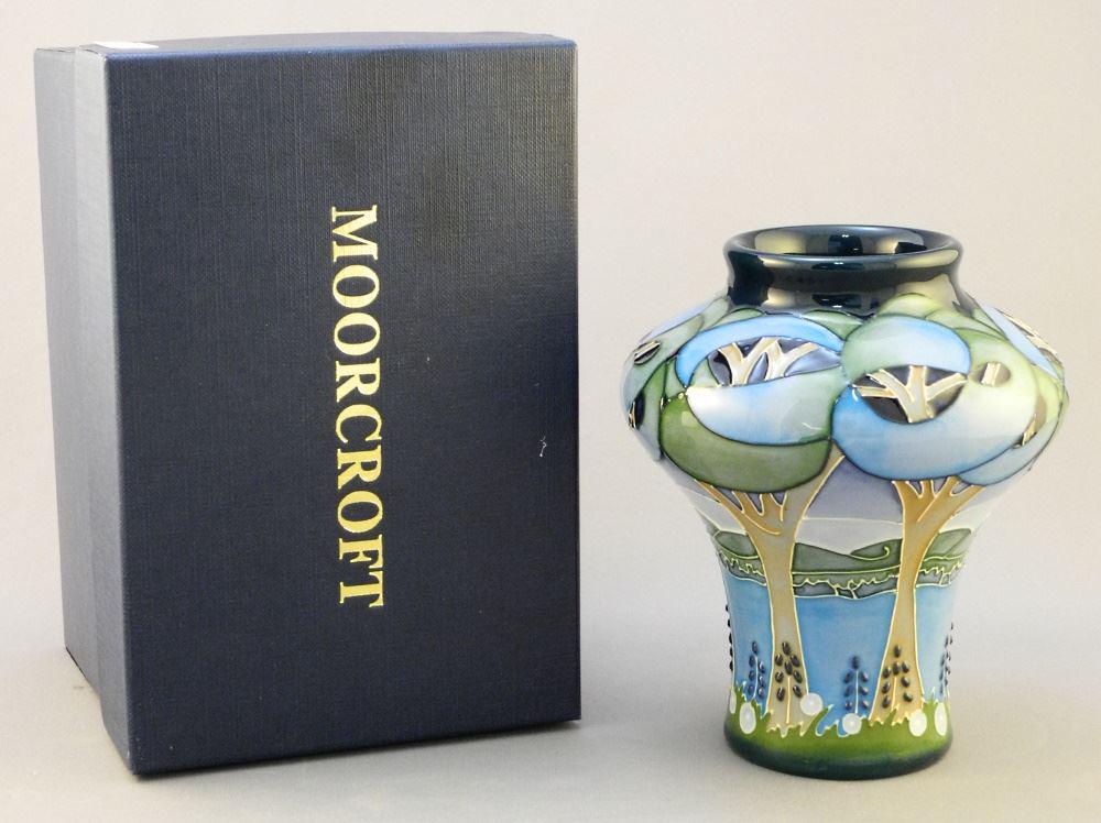 Moorcroft Vase signed R. Bishop, 5 1/4" high, "Sapphire (1 of 4)