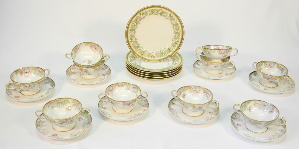Group of Limoges China: 8 Havilland Soup & Saucers/ 6 (1 of 4)