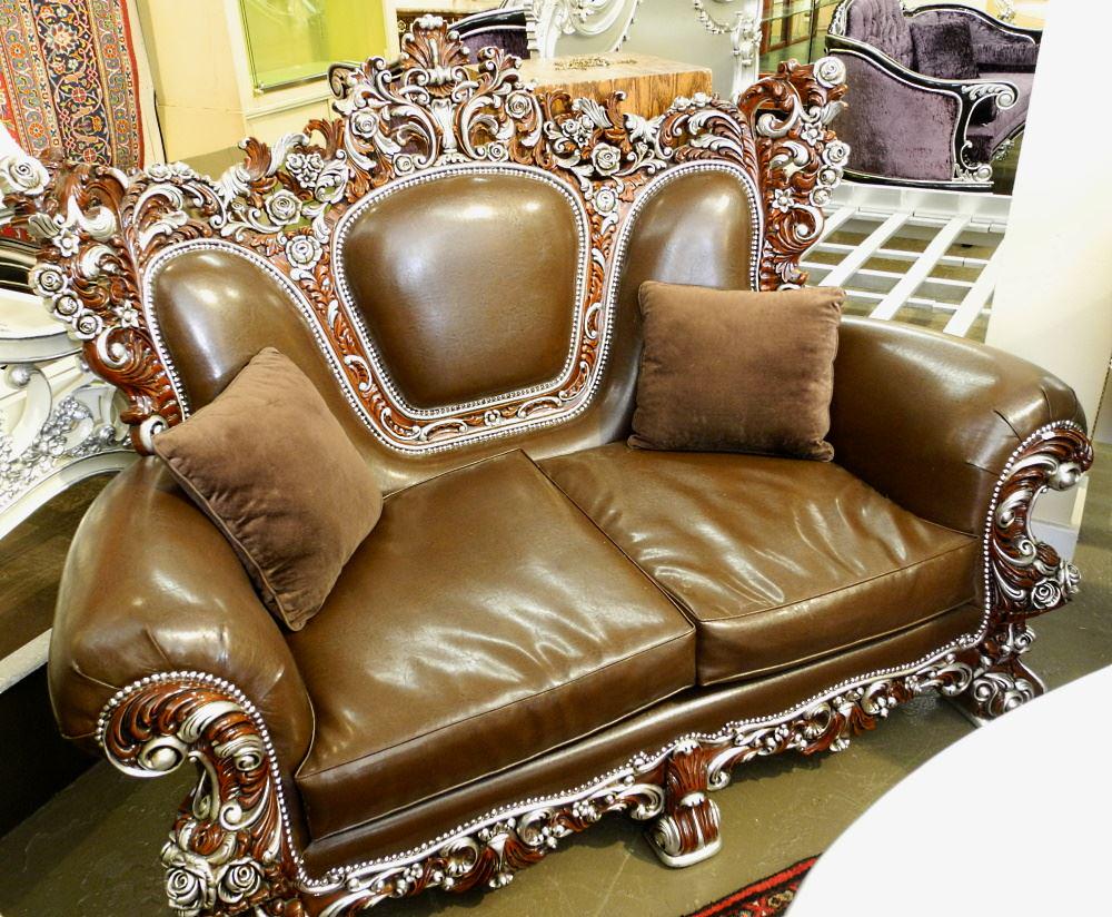 Louis XV Style Silver Finish Loveseat, 70" wide.: Louis XV Style Silver Finish Loveseat, 70" wide.