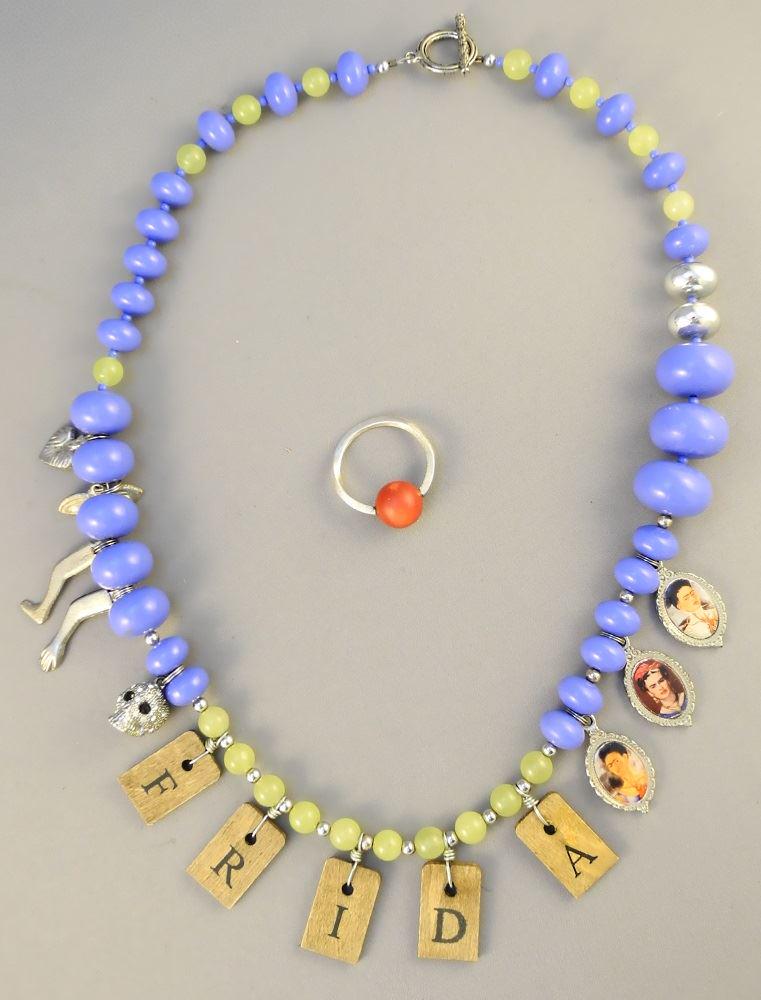 Custom Made "Frida" Necklace & a Coral Sphere Ring. (1 of 2)