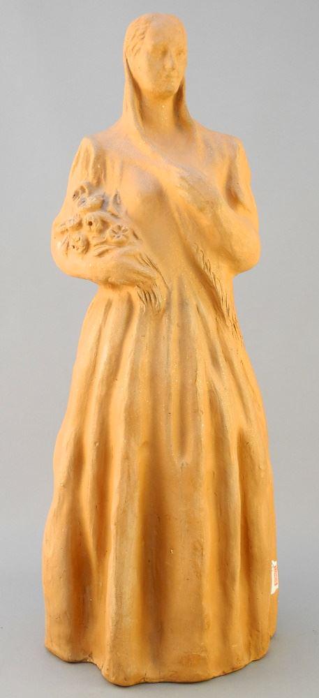 Terracotta Figural Statue Incised with Triangle & A, 15 (1 of 3)