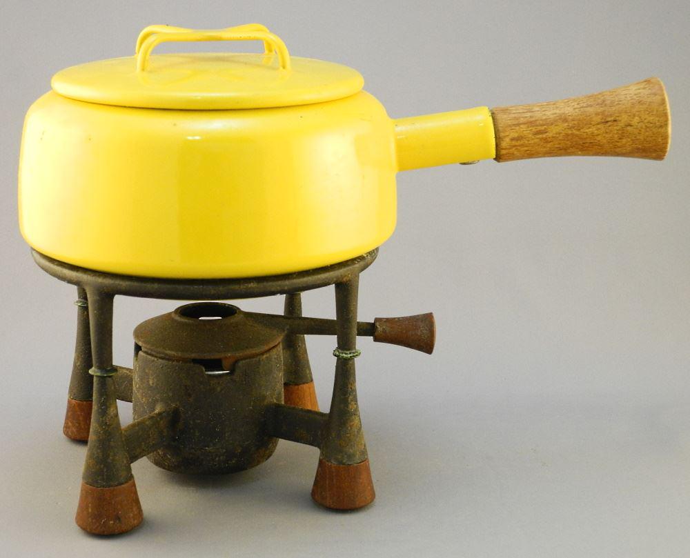 Dansk Design Yellow Enamelled Fondue Pot with Stand & (1 of 4)