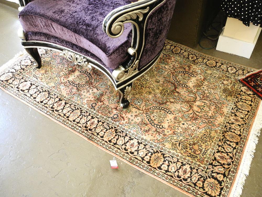 Kashmir Wool Carpet, Pink Ground approximately 6'5" x (1 of 4)