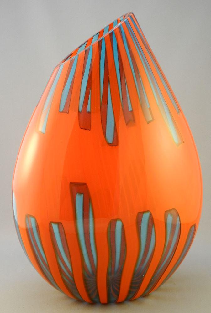 "La Murrina" Glass Vase with Sloped Rim, 15 1/4" high. (1 of 3)