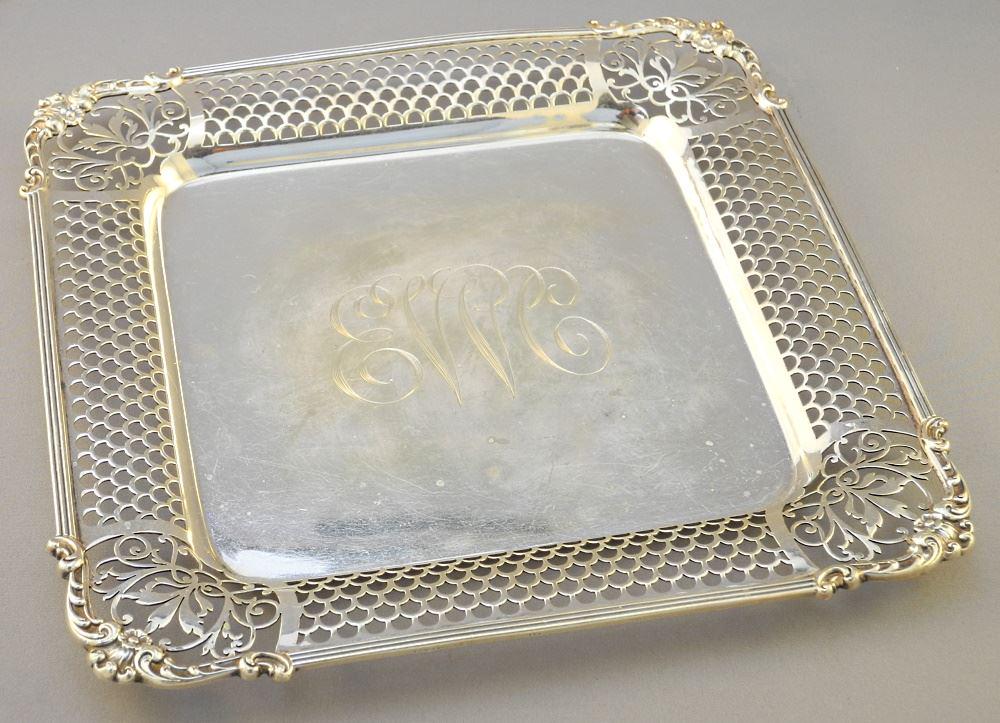 Gorham Sterling Silver Reticulated Square Dish, 8 1/8" (1 of 2)