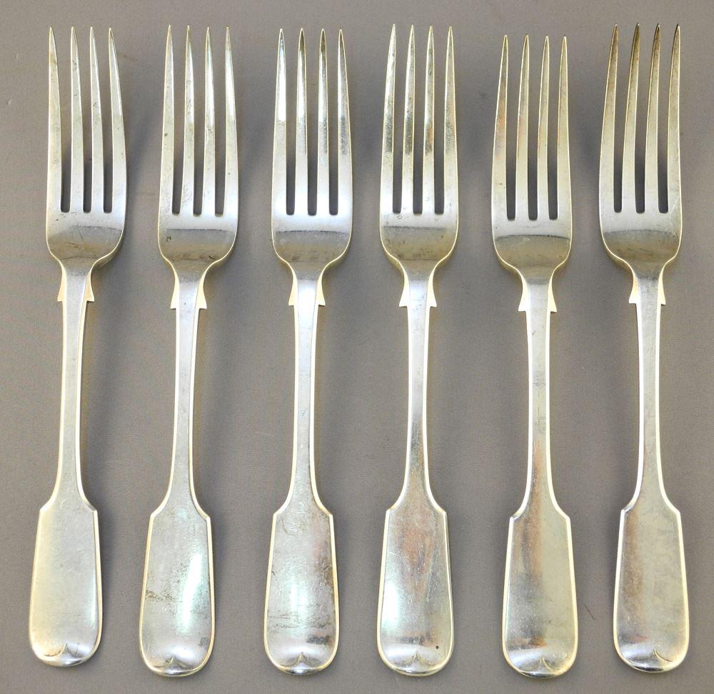 6 Victorian Hallmarked Silver Table Forks, (1 of 4)