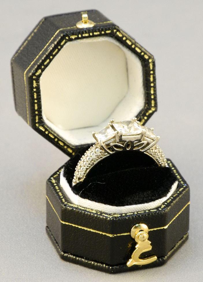 Sterling Designer Wedding Ring, size 8 3/4", with box. (1 of 5)