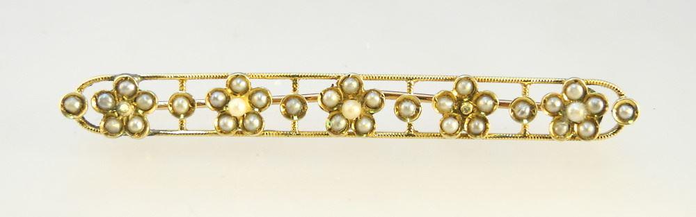 14K Gold Stick Pin Set with Pearls. (1 of 2)