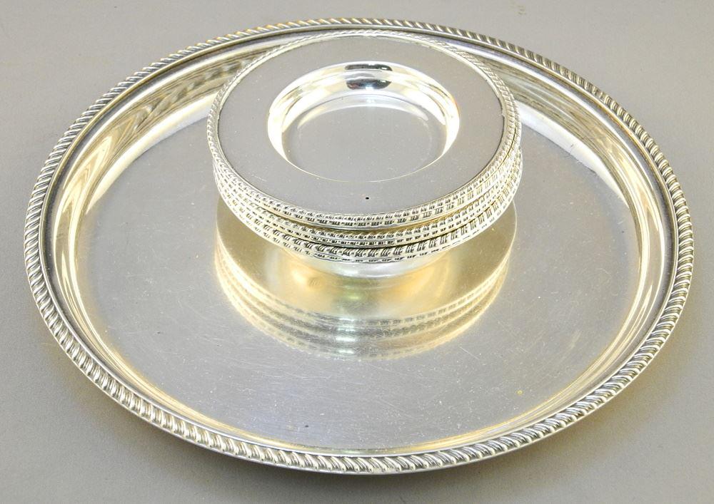 W.M. Carmichael Silver Plated Salver, 8" diameter & 6 (1 of 6)