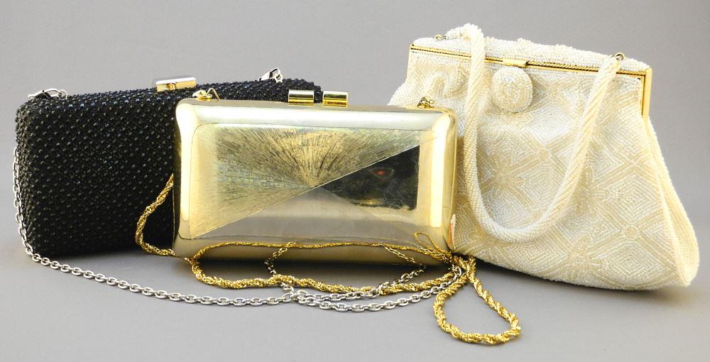 3 Evening Purses: White Beaded/ Holt Renfrew/ Black (1 of 2)