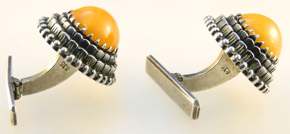 Antique 835 Silver & Butterscotch Amber Cufflinks. (1 of 3)