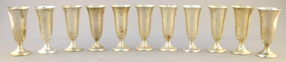 Lot of 11 Gorham Sterling Silver Liqueur Cups, 2 5/8" (1 of 2)