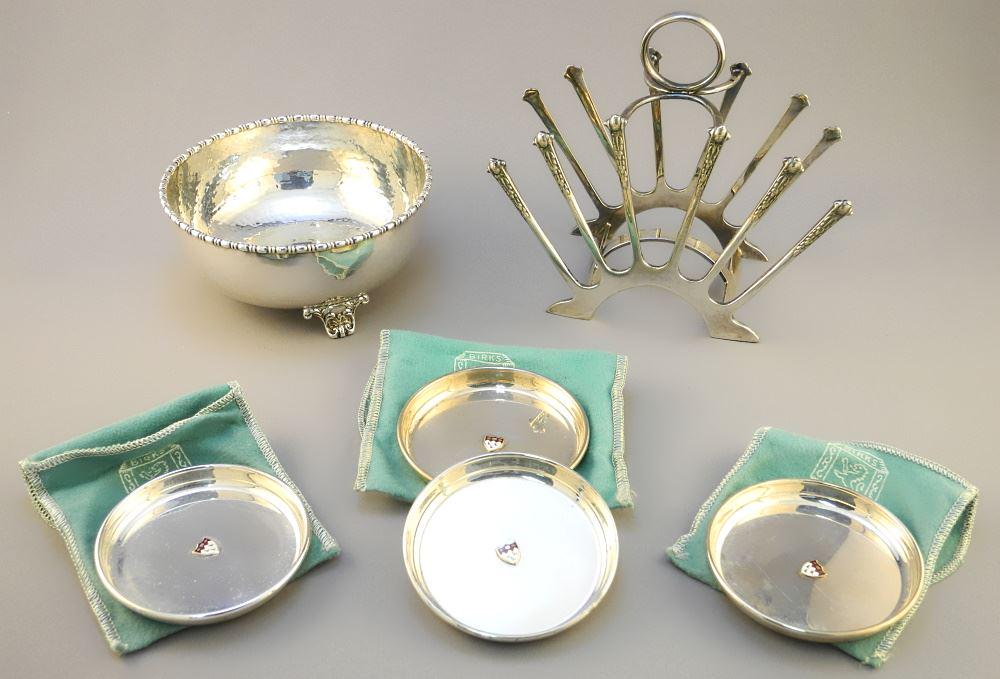 Silver Plate Toast Rack & Carmichael Bowl (5"D) & 4 (1 of 8)