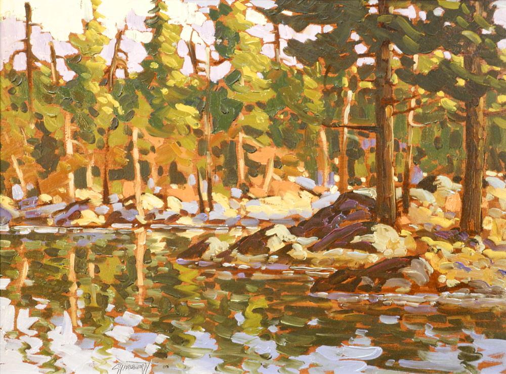 Oil on Board signed (Rod) Charlesworth, 12" x 16",: Oil on Board signed (Rod) Charlesworth, 12" x 16", "Sunlight (Swartz BAy)".