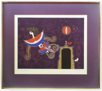 Colour Print Signed Max Walter (Svanberg), #73/300, 14": Colour Print Signed Max Walter (Svanberg), #73/300, 14" x 17", "Flying Figure".