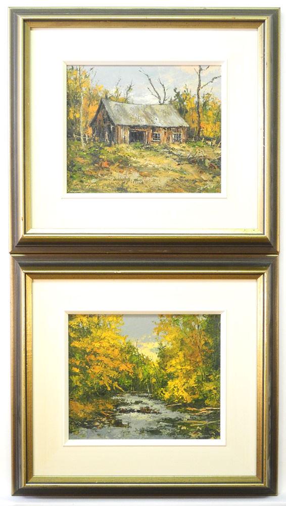 Pair of Oil on Boards signed W.F. Griffiths, 10" x 12",: Pair of Oil on Boards signed W.F. Griffiths, 10" x 12", "Muskoka" & "The Credit River".