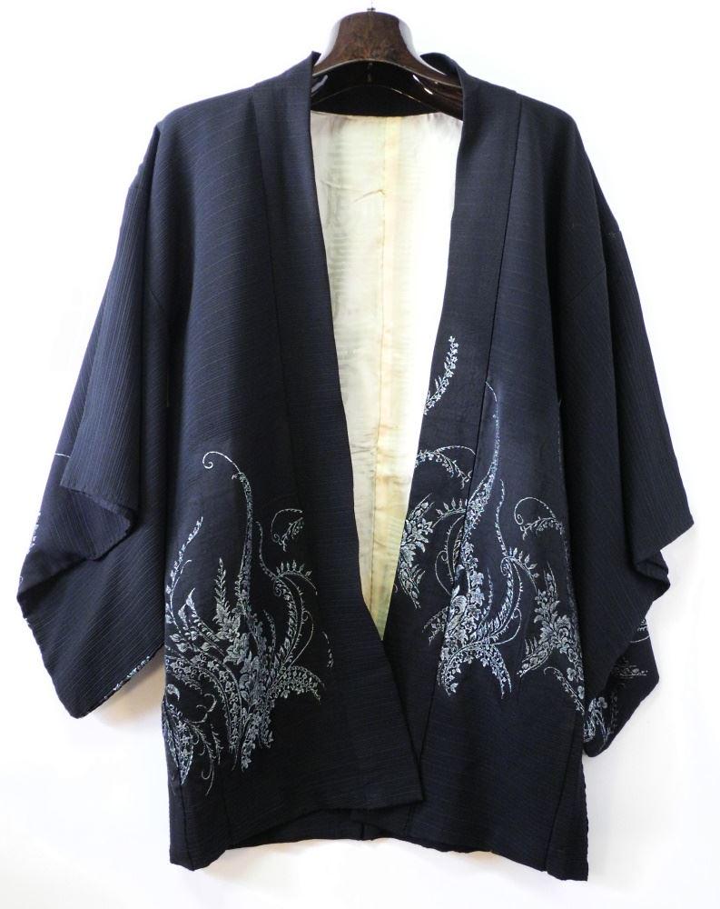 Vintage Japanese Silver Embroidered Silk Lined Kimono (1 of 2)