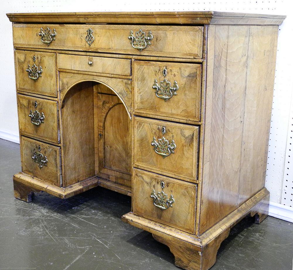 Georgian Walnut Kneehole Desk, 31 1/2" high, fading (1 of 6)