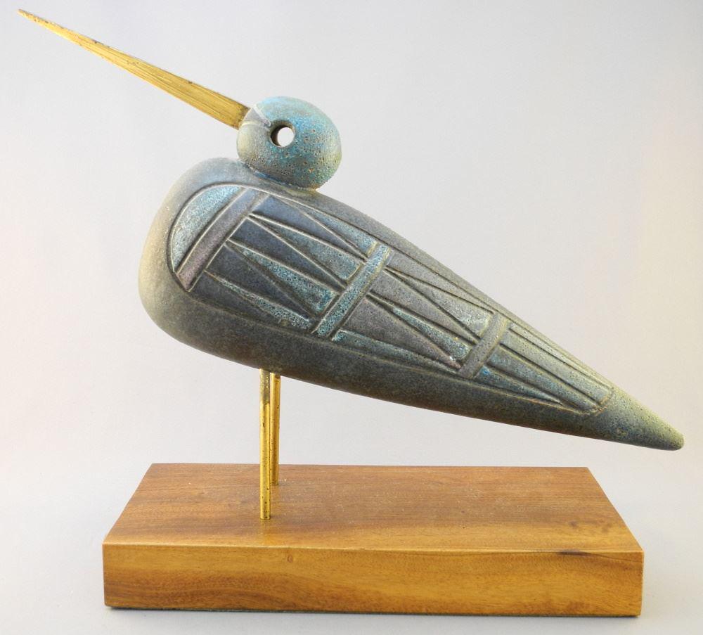 Bitossi Aldo Londi Design Pottery Bird Form on Plinth, (1 of 10)
