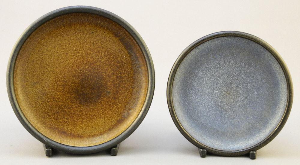 2 Grove Pottery Dishes, Blue & Brown Glaze, 4 1/8" & 4 (1 of 7)