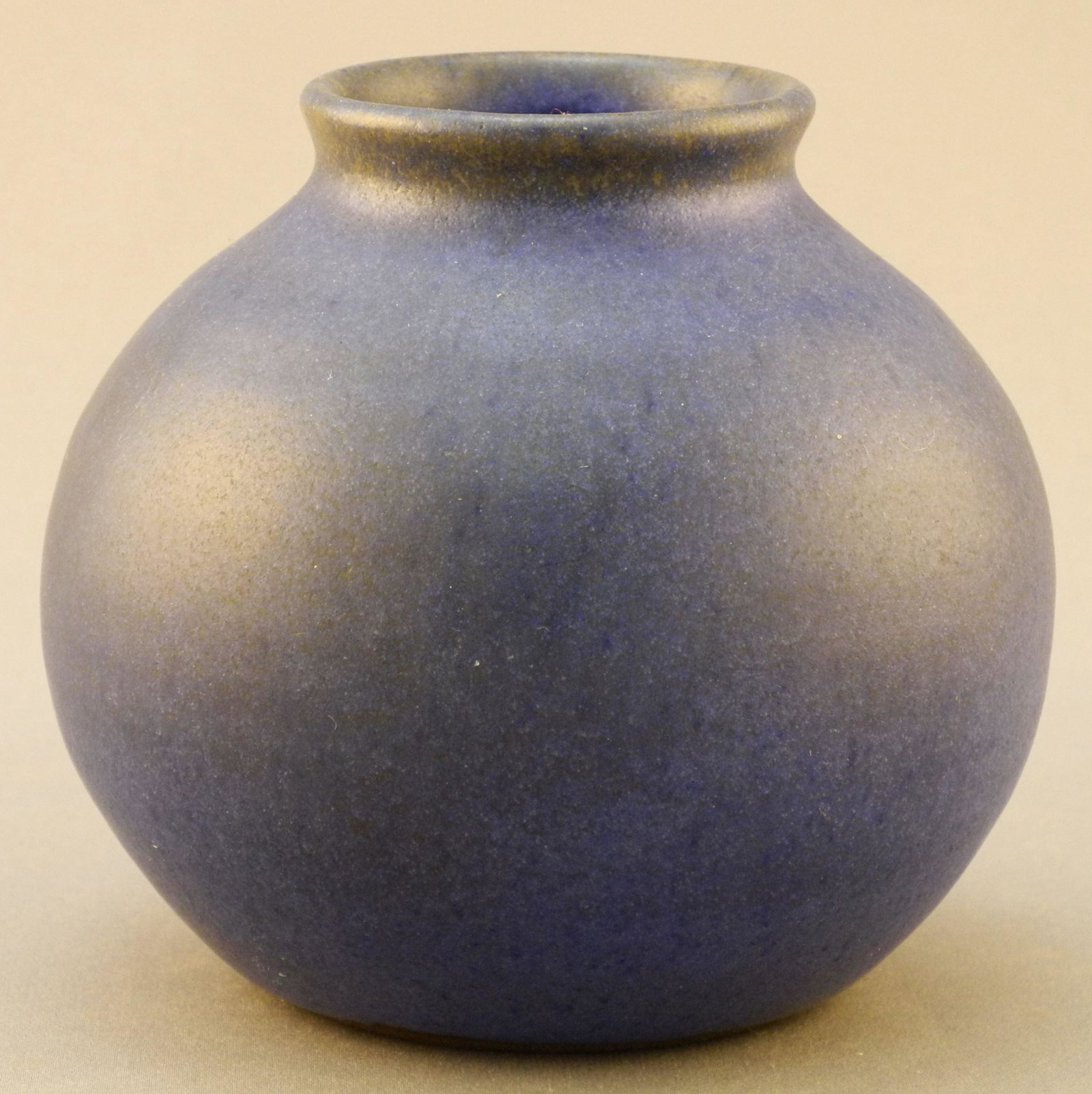 Grove Pottery Squat Vase, Cobalt Glaze, 3 1/8" high.: Grove Pottery Squat Vase, Cobalt Glaze, 3 1/8" high.