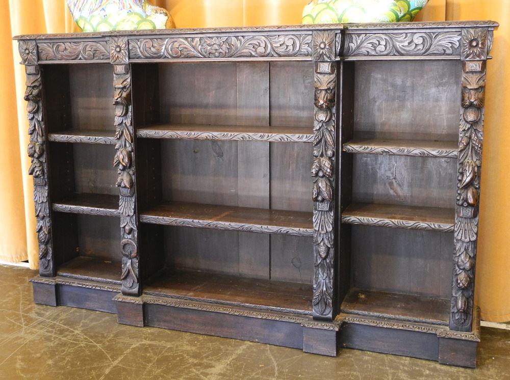 Continental Carved Oak Bookshelf, 72" wide. (1 of 9)
