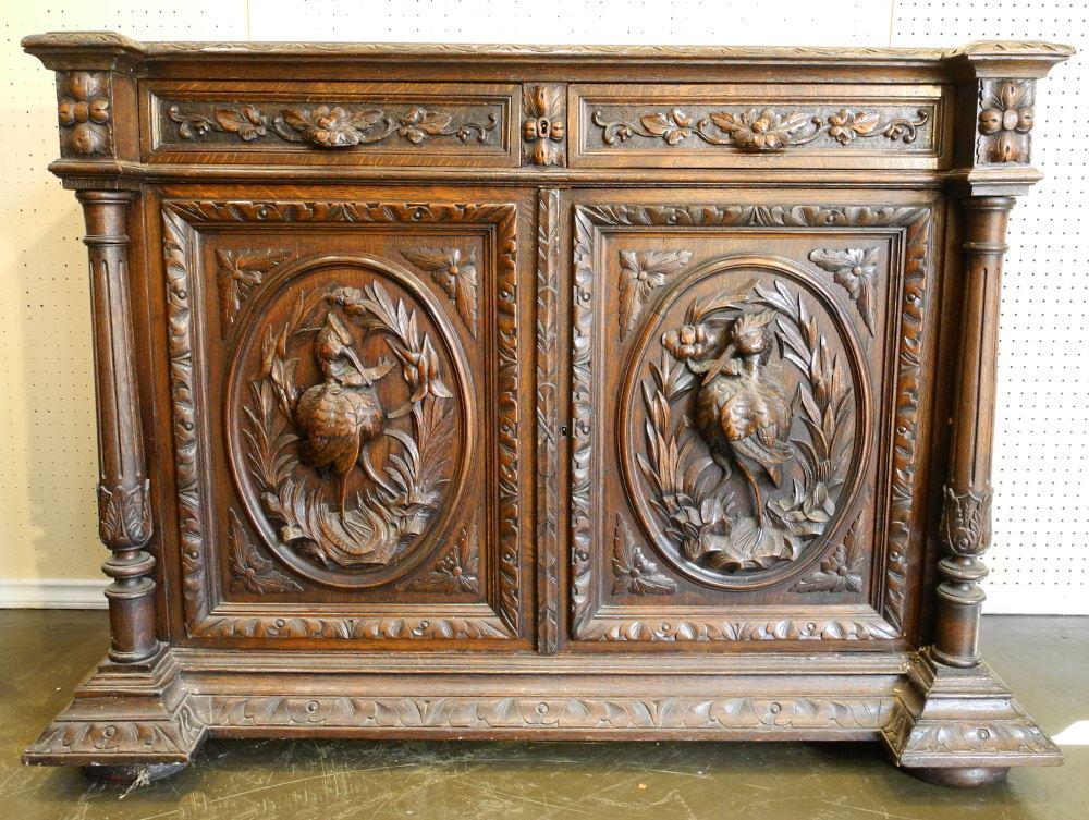 Continental Oak Cabinet with Natur Mort Relief Doors, (1 of 6)