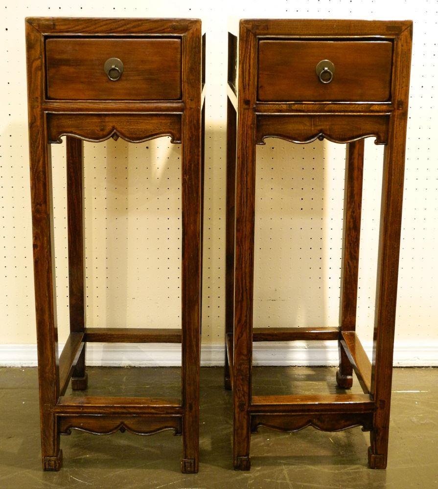 Pair of Early 19th Century Chinese Elm Wood Stands with (1 of 7)