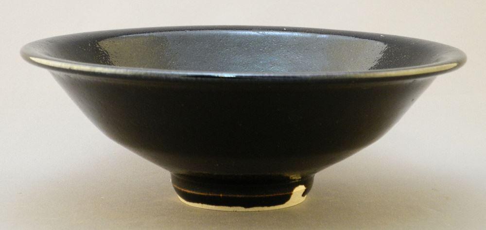 Black Glazed Bowl signed with Chop by Wayne Ngan, 8": Black Glazed Bowl signed with Chop by Wayne Ngan, 8" diameter.