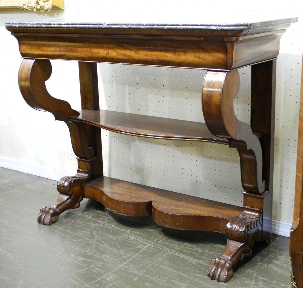 Antique Marble Top Hall Table with Paw Feet. (1 of 5)
