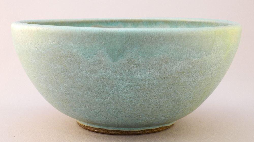 Grove Pottery Bowl, Pale Blue Glaze, 9 1/2" diameter. (1 of 6)