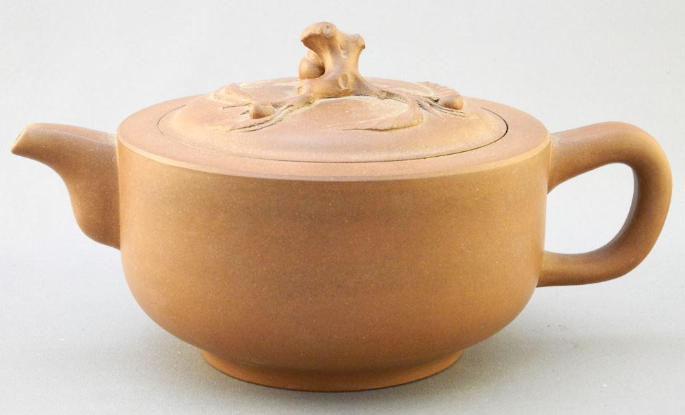 Silver-form Yixing Teapot with Peach Branch Lid, (1 of 7)