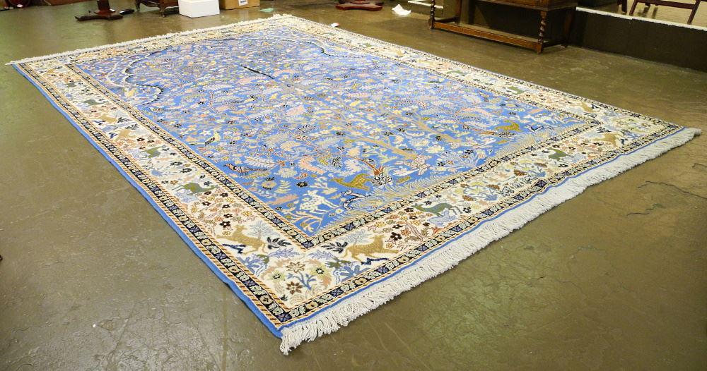 Moroccan Blue Wool "Tree of Life" Carpet, approximately (1 of 10)