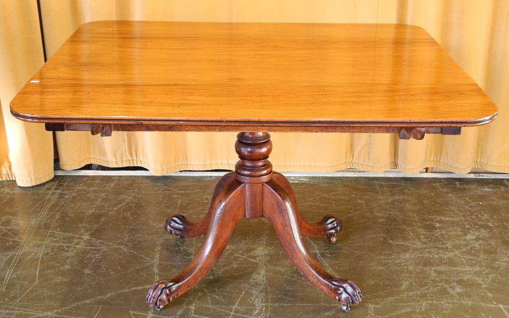 Georgian Mahogany Drop Side Paw Foot Table, 47 1/4" (1 of 12)
