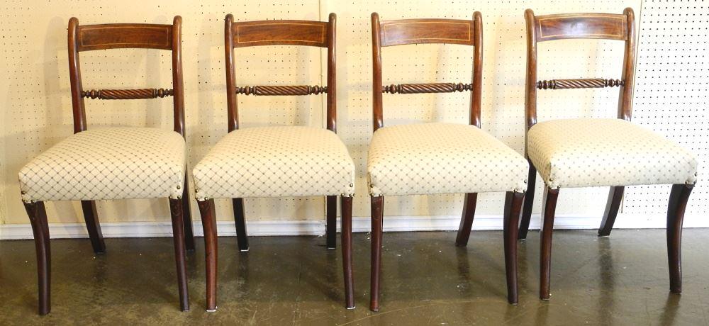 Four 19th Century Rope Twist Mahogany Dining Chairs,: Four 19th Century Rope Twist Mahogany Dining Chairs, 34" high.