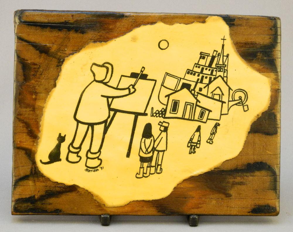 Plaque Mounted Print by Ted Harrison 1971, signed (1 of 8)