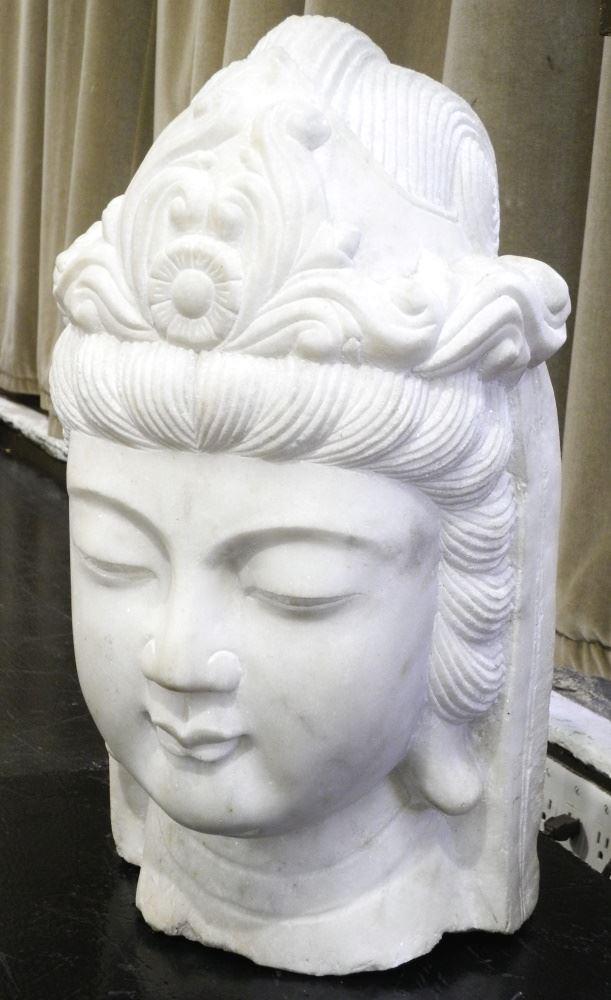 Carved Marble Head of Kwan Yin, 20 1/2" high. (1 of 4)