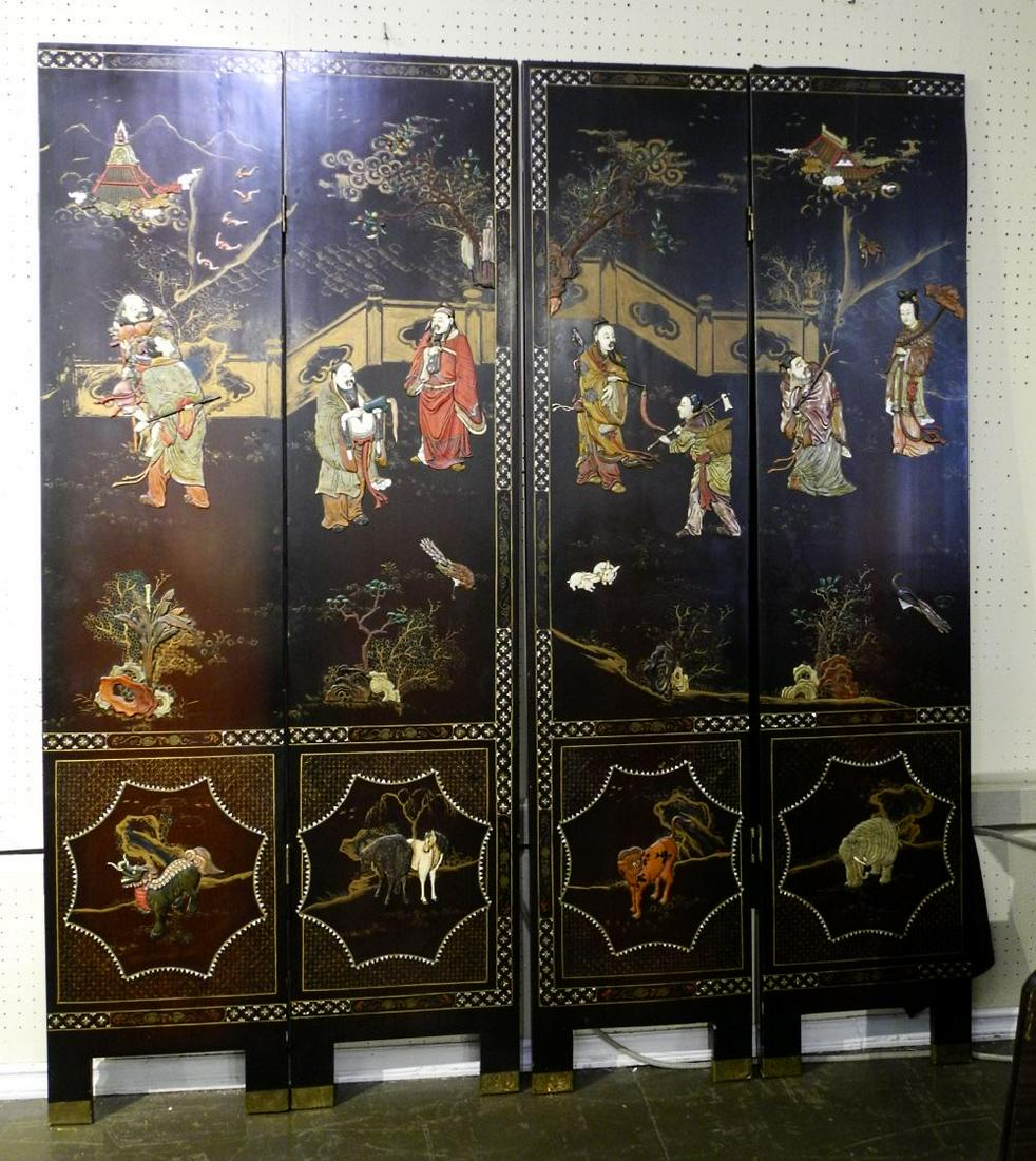 4 Panel Chinese Coromandel Screen, 72" high, no hinge (1 of 11)