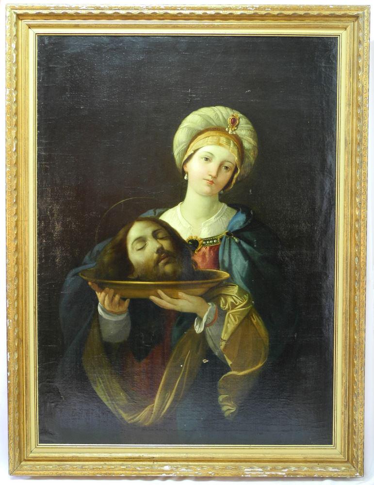 Unsigned Oil on Canvas, 53 1/2" x 39", "Salome with the (1 of 12)