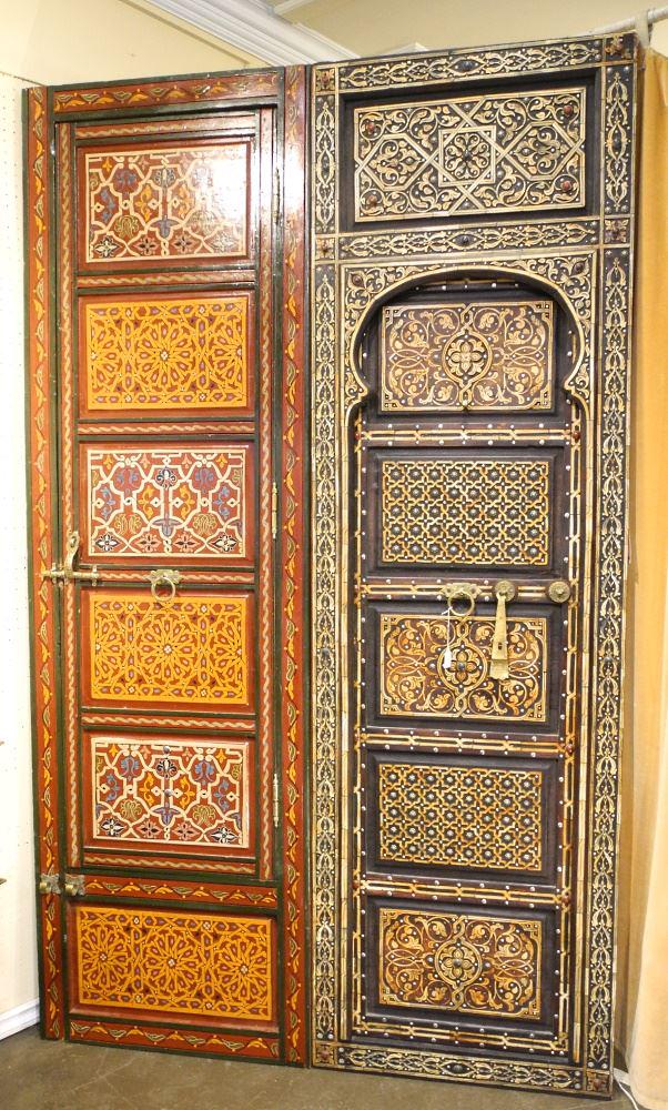 Pair of Moroccan Inlaid Riad Doors, 93 1/2" high. (1 of 11)
