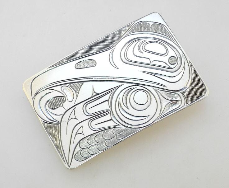 Haida Silver Pendant "Raven" Design monogrammed JM (1 of 6)