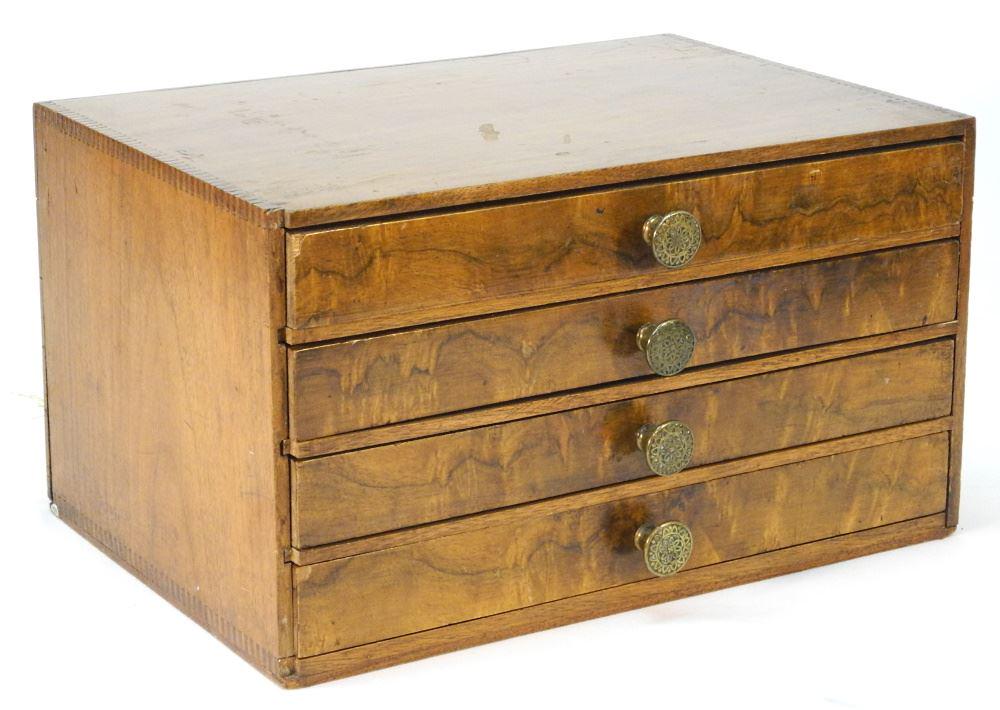19th Century Finger Jointed 4 Drawer Table Top Chest, (1 of 3)