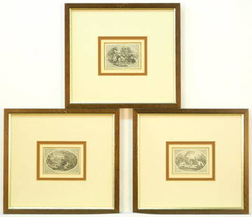 3 Thomas Bewick Wood Engravings, 2 1/4" x 3".: 3 Thomas Bewick Wood Engravings, 2 1/4" x 3".